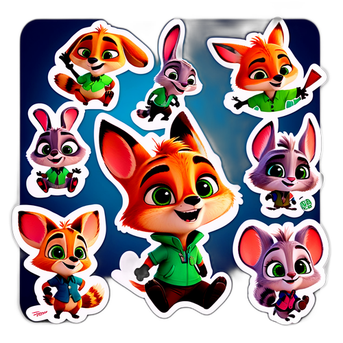 Những nhãn dán dễ thương với nhân vật hoạt hình từ Zootopia 2