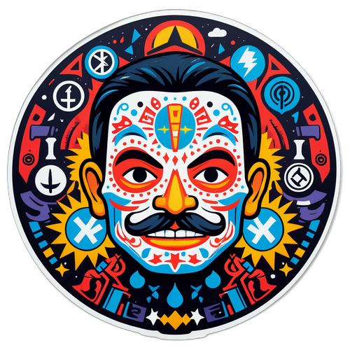 Adesiv artistic cu fața lui El Mencho