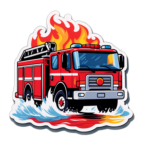 Illustration d'un camion de pompier intervenant sur l'autoroute A11 lors d'une inondation