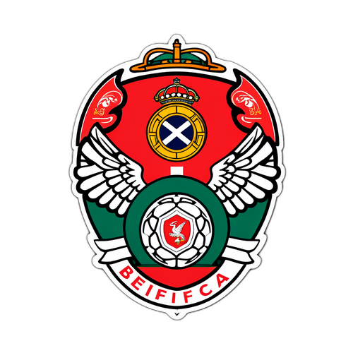 Designa sticker inayoonyesha nembo ya Benfica, ikijumuisha vipengele maarufu vya Lisbon