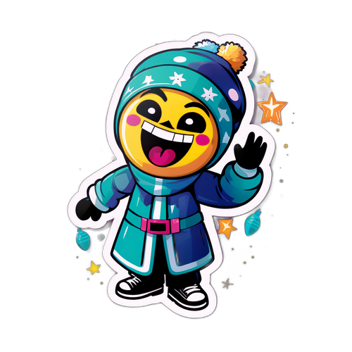 Sticker des Masked Singer mit geheimem Sänger in aufregender Pose