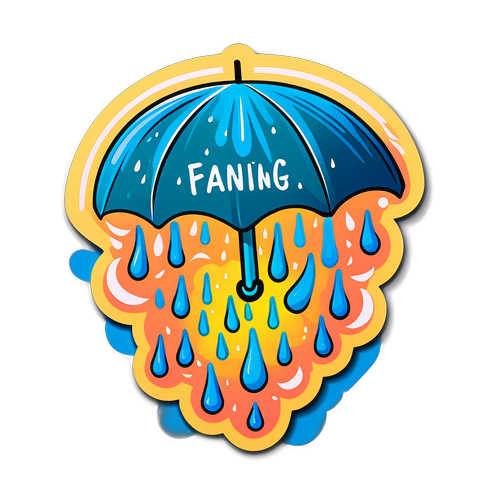 Sticker với hình vẽ mưa rơi