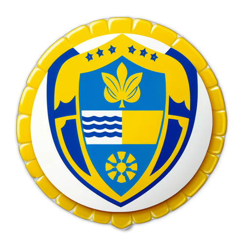 Sticker de un balón de fútbol con los colores y el escudo de UD Las Palmas