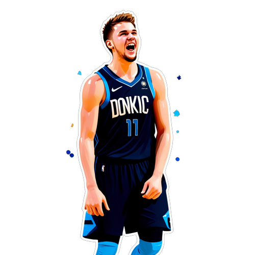 Adesivo di Luka Doncic che celebra un tiro vincente