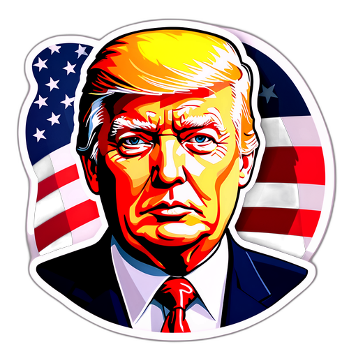 Grafisches Porträt von Donald Trump mit markantem Hintergrund