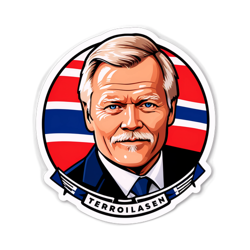 Terje Rød-Larsen med norsk flagg