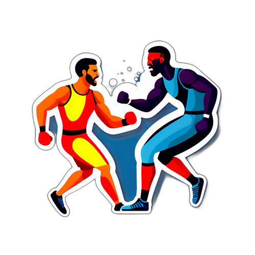 Dynamiczna ilustracja rywalizacji między abstrakcyjnymi sportowcami