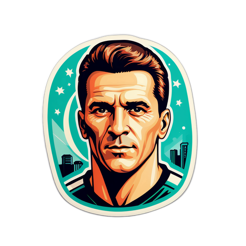 Sticker z portretem legendy futbolu