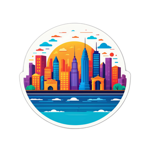 现代与传统元素融合的生动城市景观