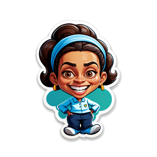 Caricatura de Fabiula Nascimento em uma Cena Divertida do Dia a Dia