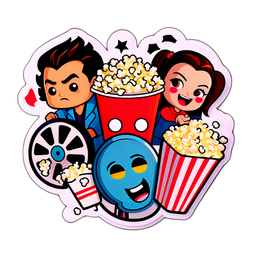 Cinematic Fun Characters with Popcorn