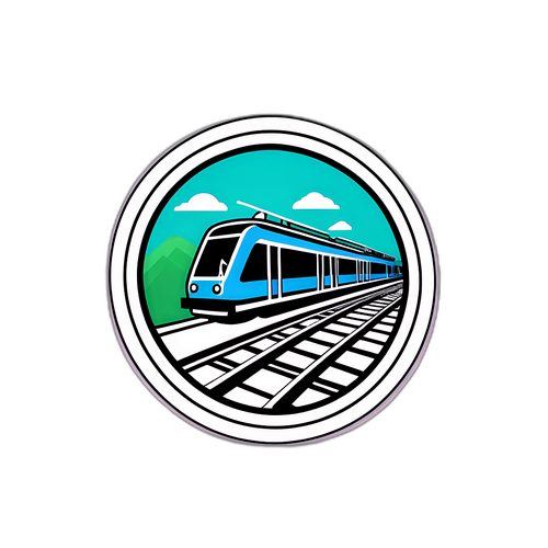 Minimalist Westbahn Aufkleber mit stilisierter Karte der Zuglinien