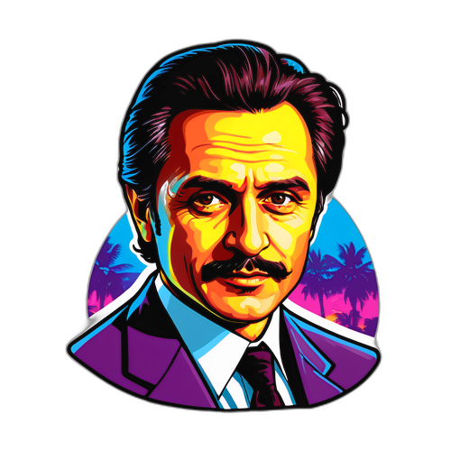 Portret Cezarego Pazury z akcentami jego ról filmowych