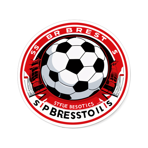 Sticker de Stade Brestois con un balón de fútbol sobre el puerto de Brest