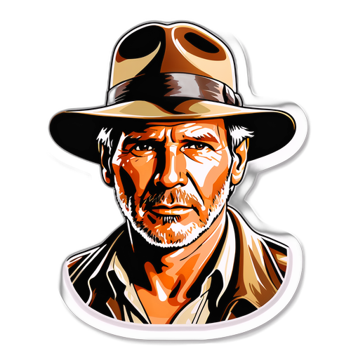 Samolepka s ikonickým obrazem Indiana Jonese
