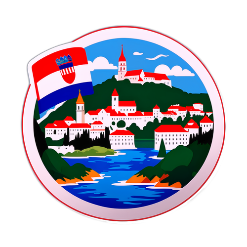 Adesivo Vibrante della Bandiera Croata con Monumenti Famosi