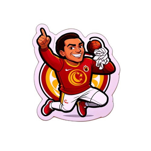 การ์ตูนกลุ่มกาลาตาซารายกำลังแข่งขัน พร้อมข้อความเชียร์ทีม