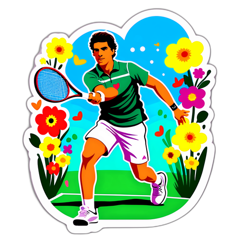 Sticker artistic cu Flavio Cobolli pe terenul de tenis