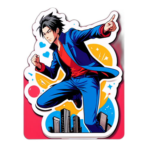 ダイナミックなイラスト:Daisuke Sakumaが都市でパフォーマンス中