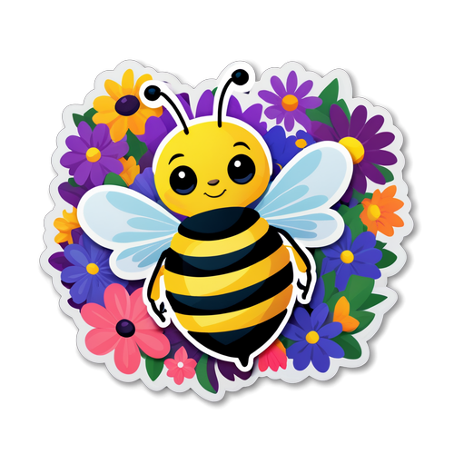Doğa Temalı Eğlenceli Arı Stickerı