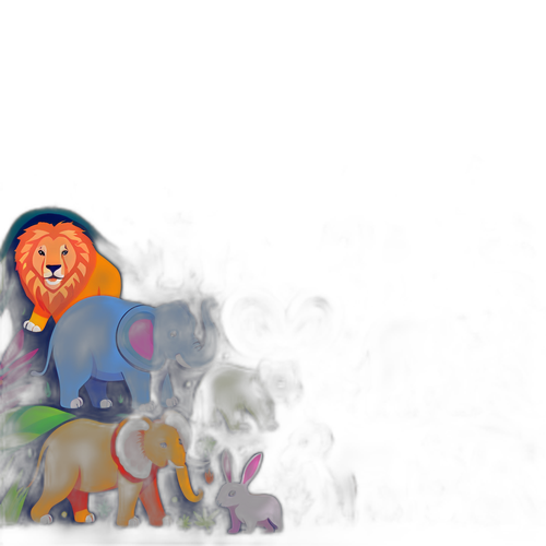 रंगों का उत्सव: विभिन्न जानवर मिलकर मजे कर रहे हैं