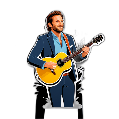 Divertida ilustración de Bradley Cooper con guitarra