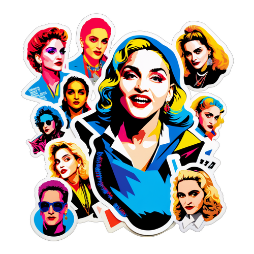 Et livligt collage af Madonna's forskellige epoker