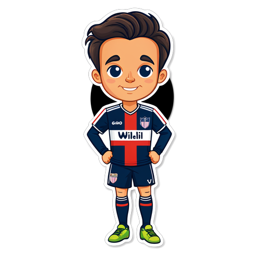 Sticker met schattige Willem II in voetbaloutfit