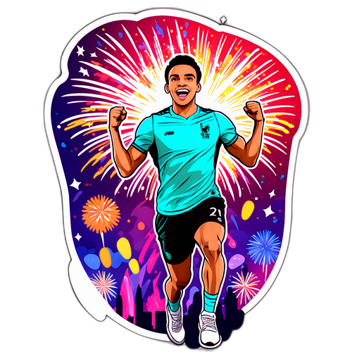 Diseño de una pegatina de Alexander Arnold celebrando