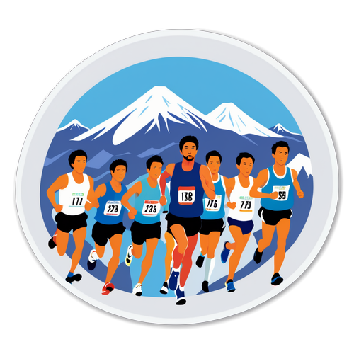 雪山を背に、富山マラソンのランナーたちの熱い戦い!