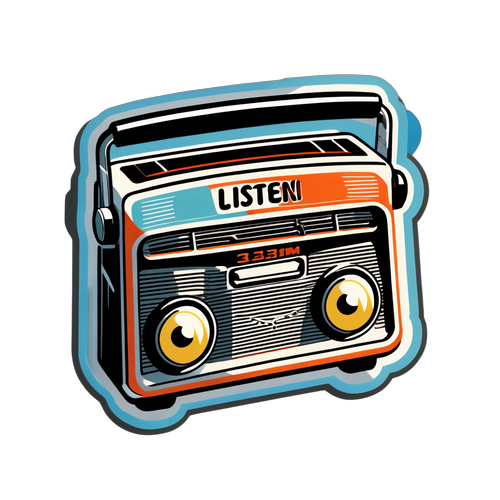 Retro radio sticker voor 3FM