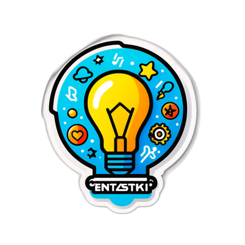 Яскравий наліпка "Shostka" з символами підприємництва та інновацій