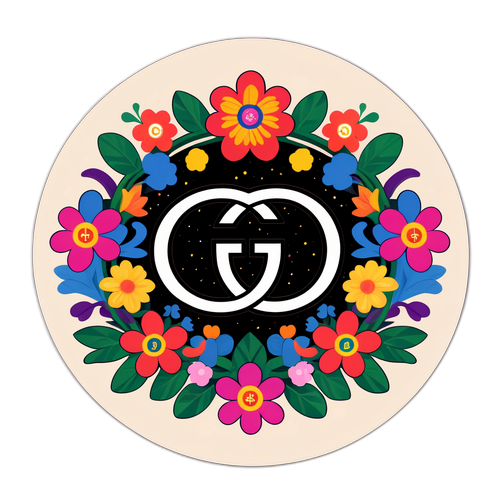 Autocollant Gucci avec motifs floraux colorés