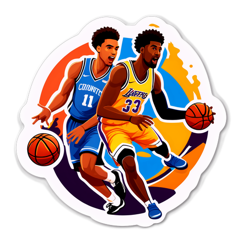 Energetik na Sticker ng mga Manlalaro ng Basketball