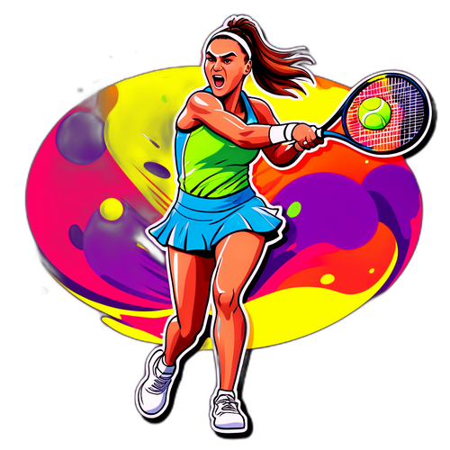 Una caricatura de Aryna Sabalenka en acción