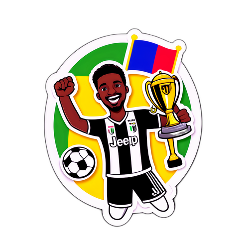 Juventus-fan firar med flaggor och trofé