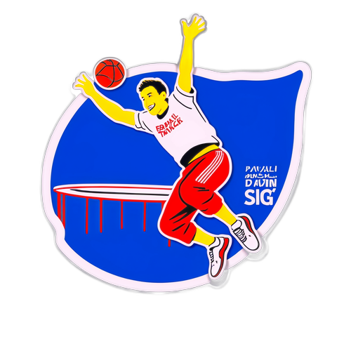 Samolepka zobrazením Pavla Travníčka v sportovním oblečení skákajícího na trampolíně s motivačním citátem o odhodlání