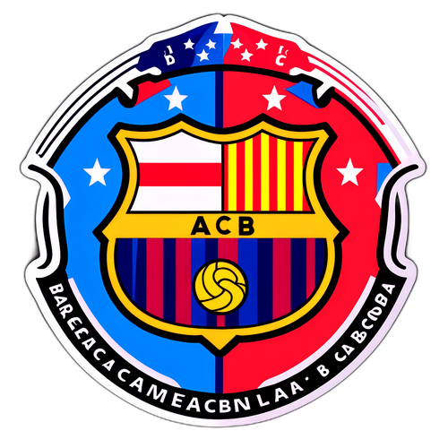 레이싱과 바르셀로나 로고가 교차하는 디자인 스티커