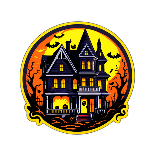 Spooky Haunted House Sticker