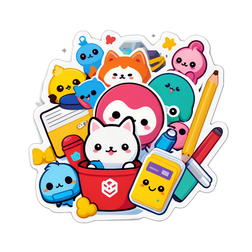 Şirin Karakterlerle Dolu Bim Kırtasiye Sticker'ı