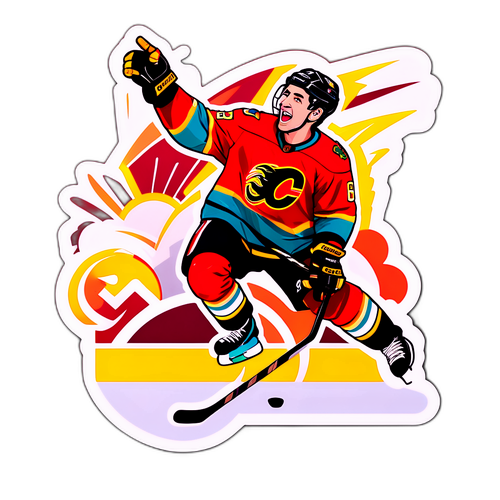 A Triumphant Johnny Gaudreau Celebration Sticker