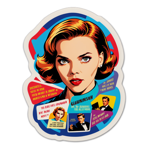 Retro Sticker af Scarlett Johansson