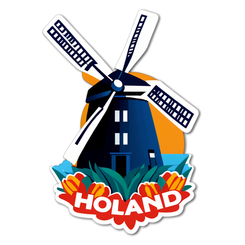 Den Overraskende Skønhed af Holland: Stickerdesign med Vindmøller og Tulipaner!