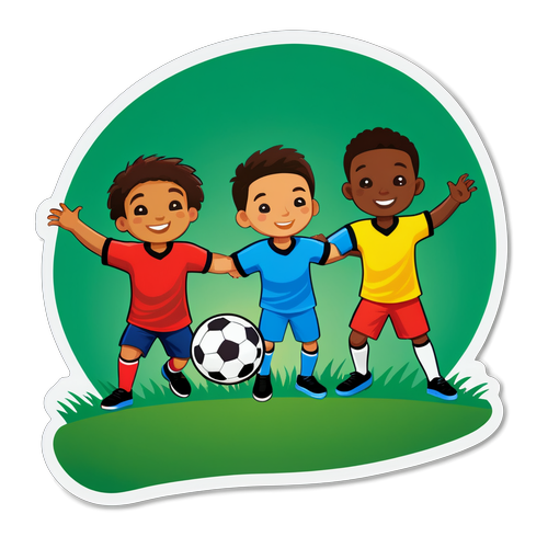 ¡Increíble Sticker de Unidad en el Fútbol: Niños Jugando y Construyendo Sueños en el Campo!