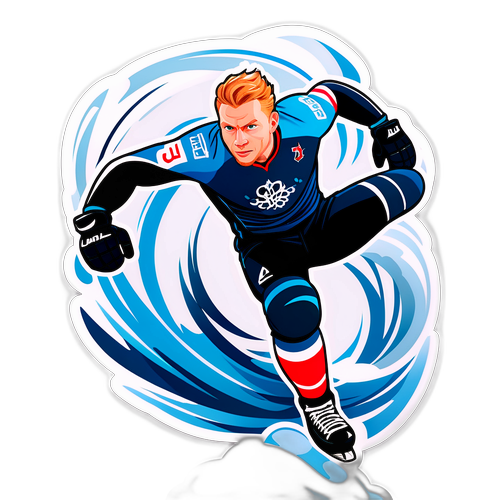 Dynamic Hockey Player Sticker