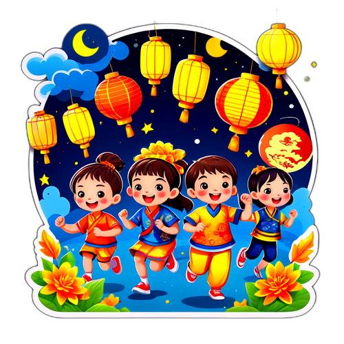 中秋節慶祝手繪風格插圖