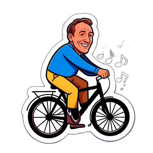 Lichthearted sticker van Frank Vandenbroucke op een fiets