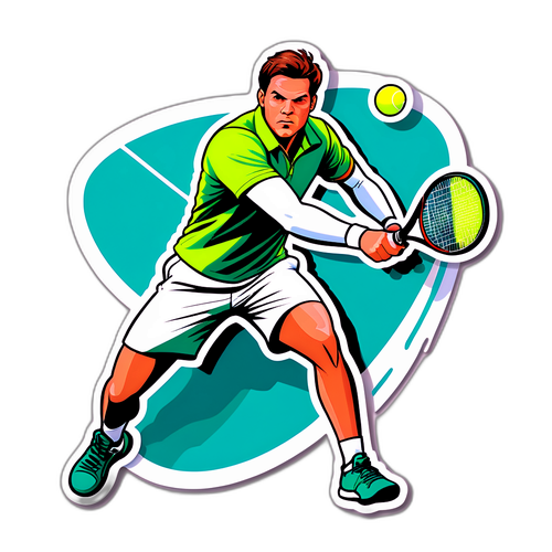 Aufkleber von Ben Shelton, der einen Tennisball schlägt