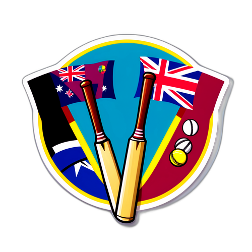 Rekaan Pukulan Kriket dan Bola dengan Bendera West Indies dan New Zealand