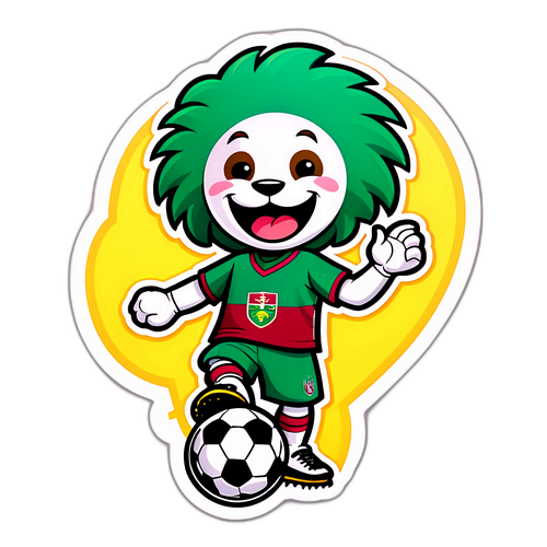 Fluminense-joukkueen maskotti leikkisästi jalkapallon kanssa